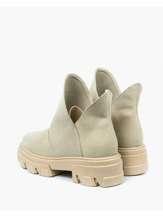 Beżowe trapery damskie skórzane