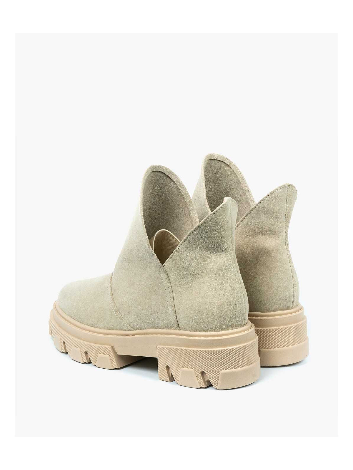 Beżowe trapery damskie skórzane