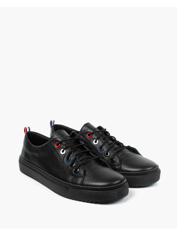 Czarne trampki damskie skórzane