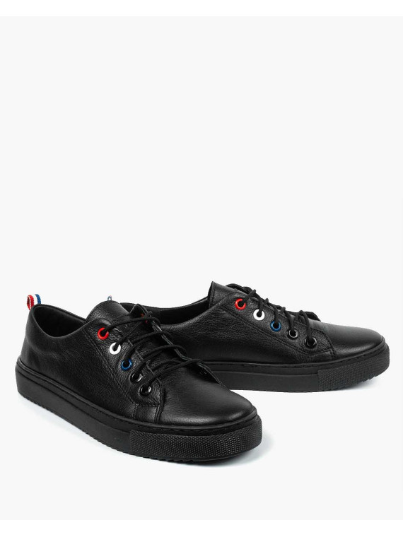 Czarne trampki damskie skórzane