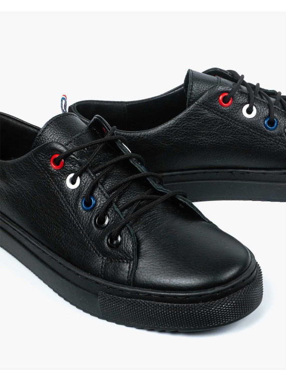 Czarne trampki damskie skórzane