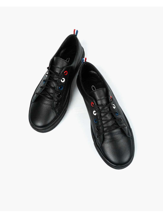 Czarne trampki damskie skórzane