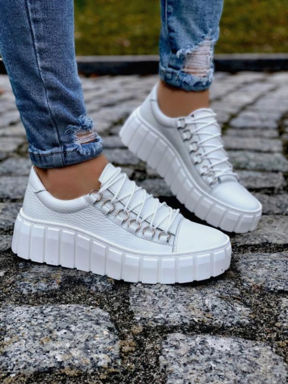 Białe trampki damskie skórzane