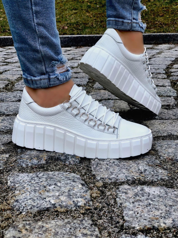 Białe trampki damskie skórzane