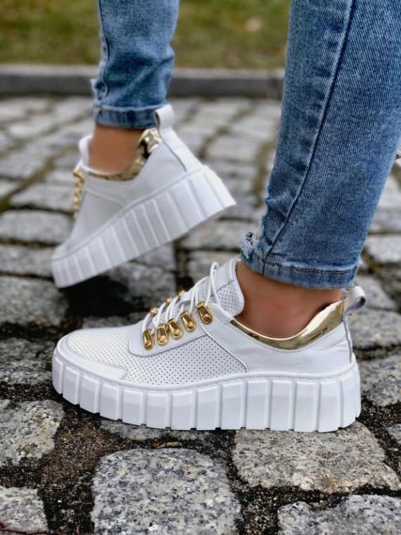 Białe trampki damskie skórzane