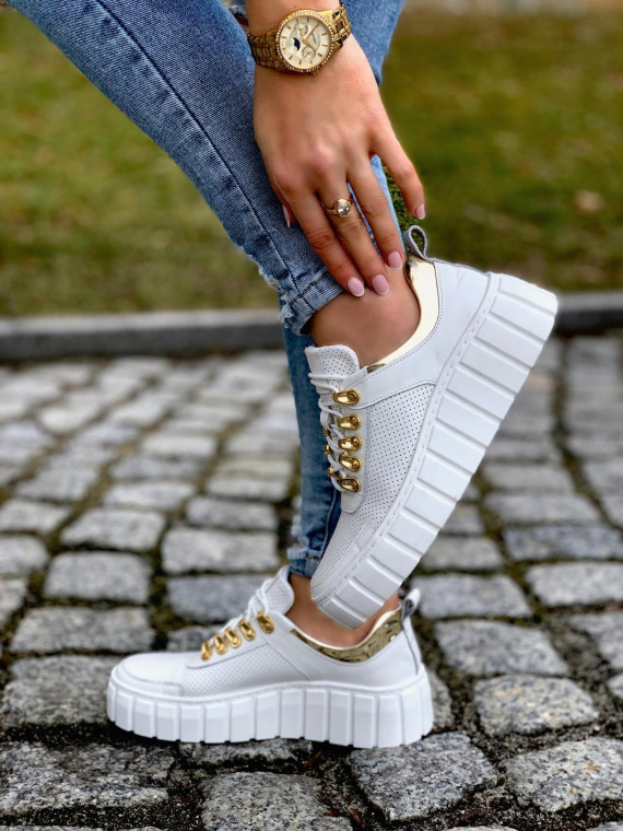 Białe trampki damskie skórzane