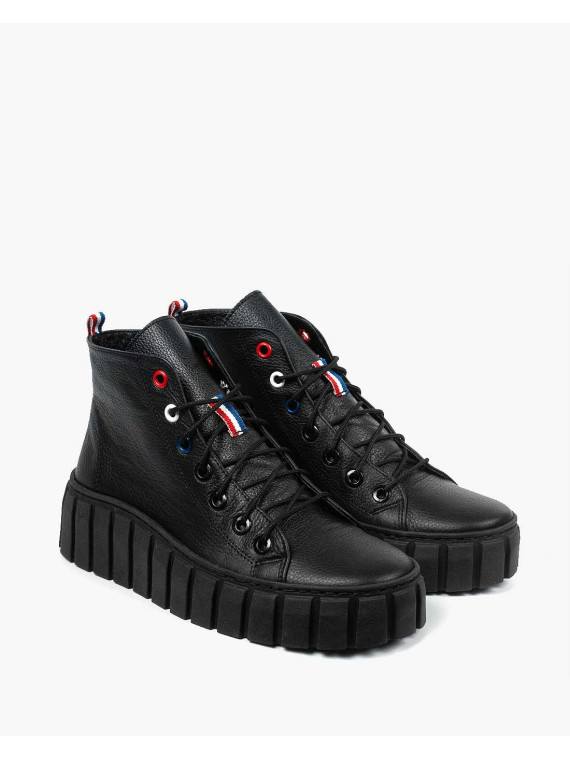 Czarne trampki damskie skórzane