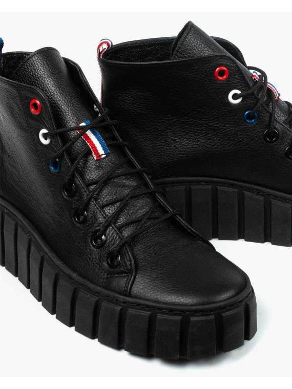 Czarne trampki damskie skórzane