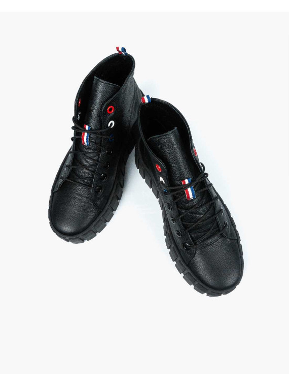 Czarne trampki damskie skórzane