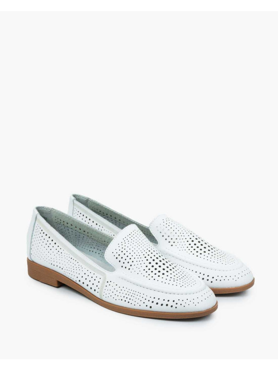 Białe mokasyny damskie skórzane