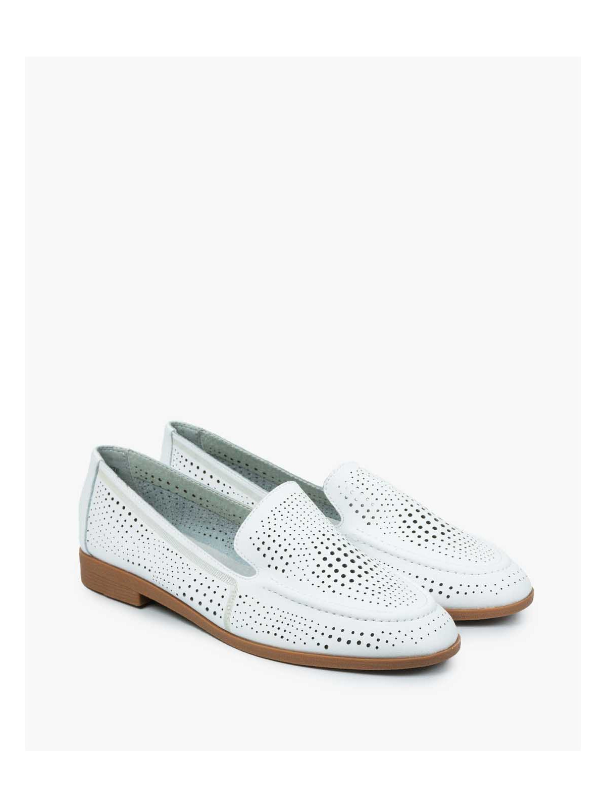 Białe mokasyny damskie skórzane