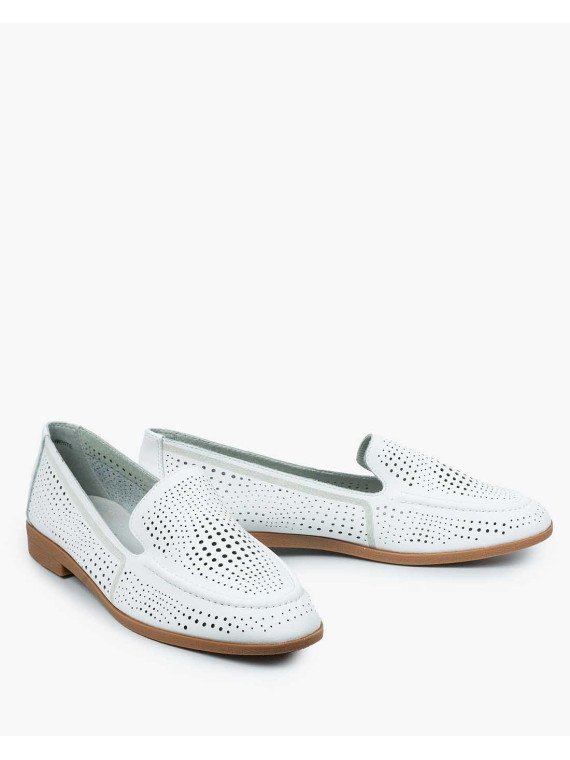 Białe mokasyny damskie skórzane