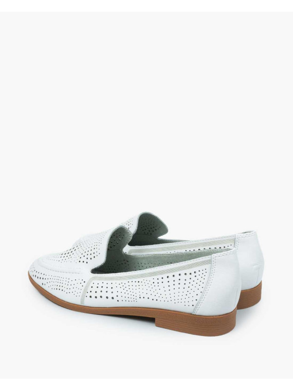 Białe mokasyny damskie skórzane