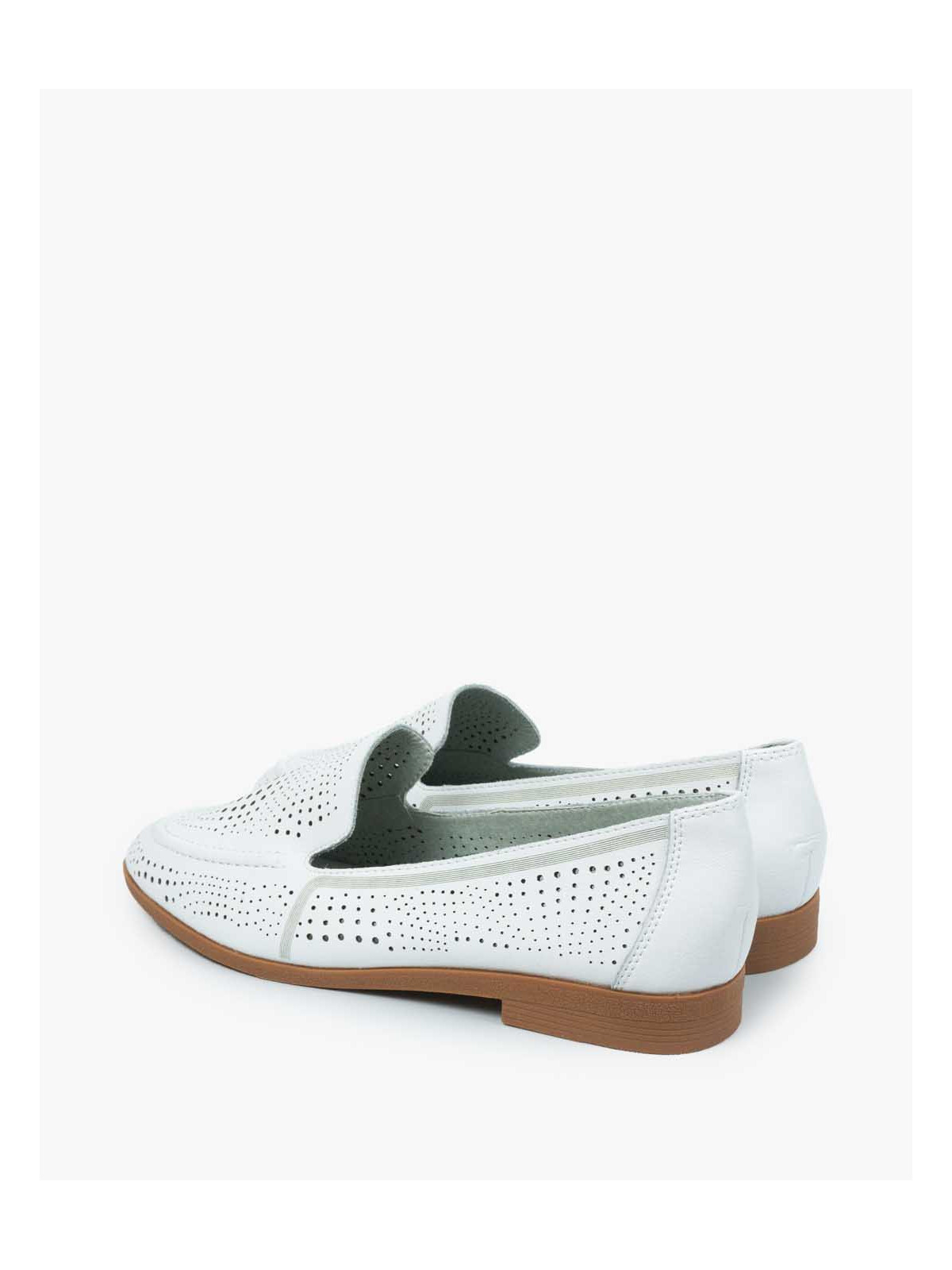 Białe mokasyny damskie skórzane