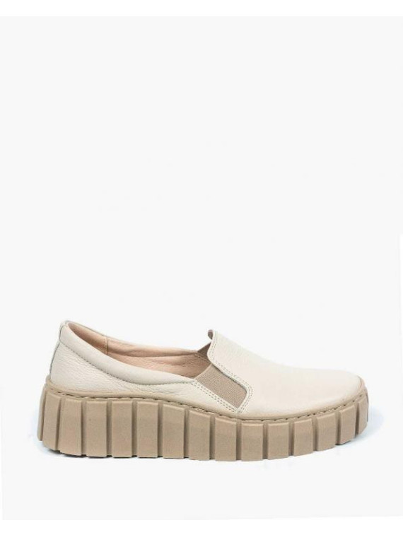 Beżowe półbuty damskie skórzane