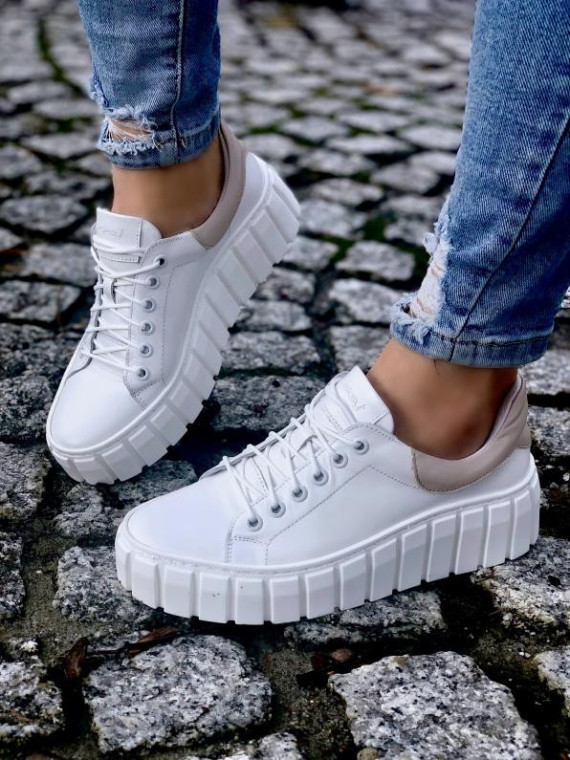 Białe trampki damskie skórzane