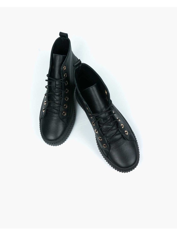 Czarne trampki damskie skórzane