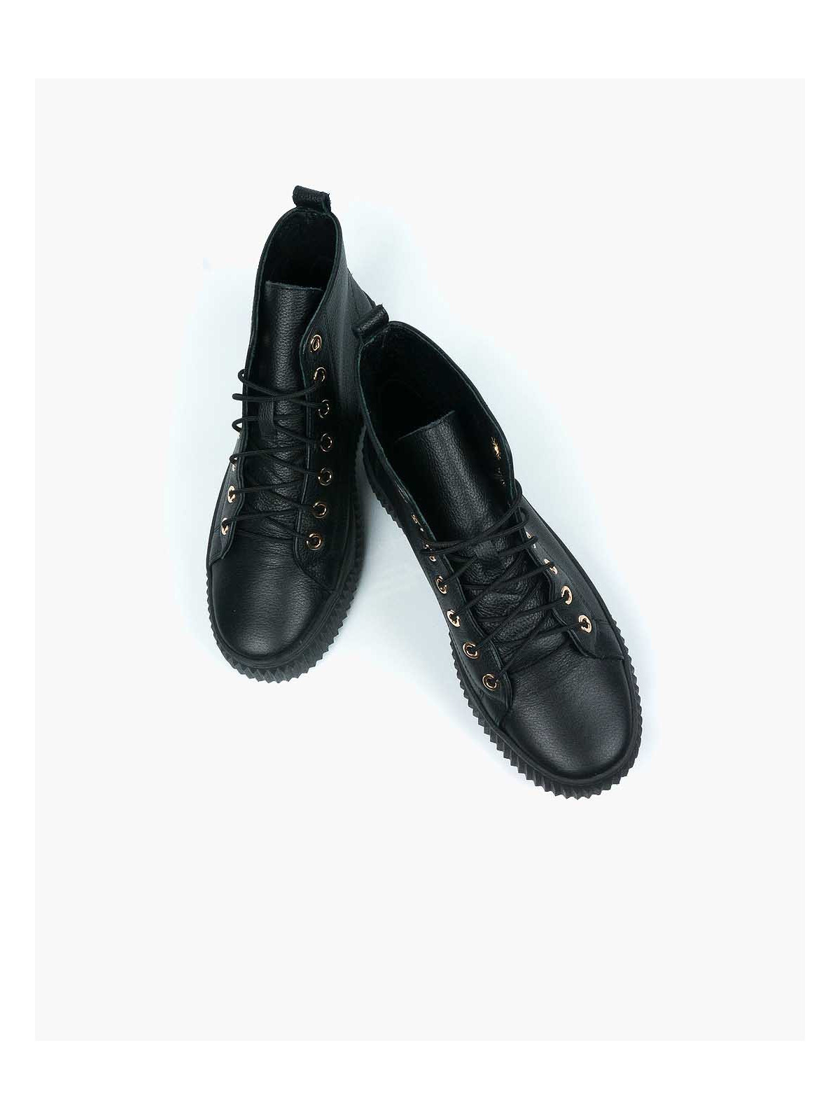 Czarne trampki damskie skórzane