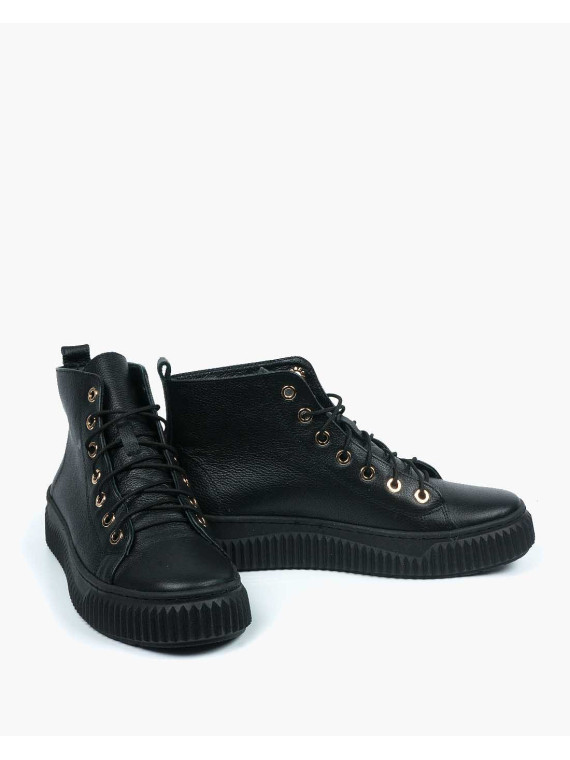 Czarne trampki damskie skórzane