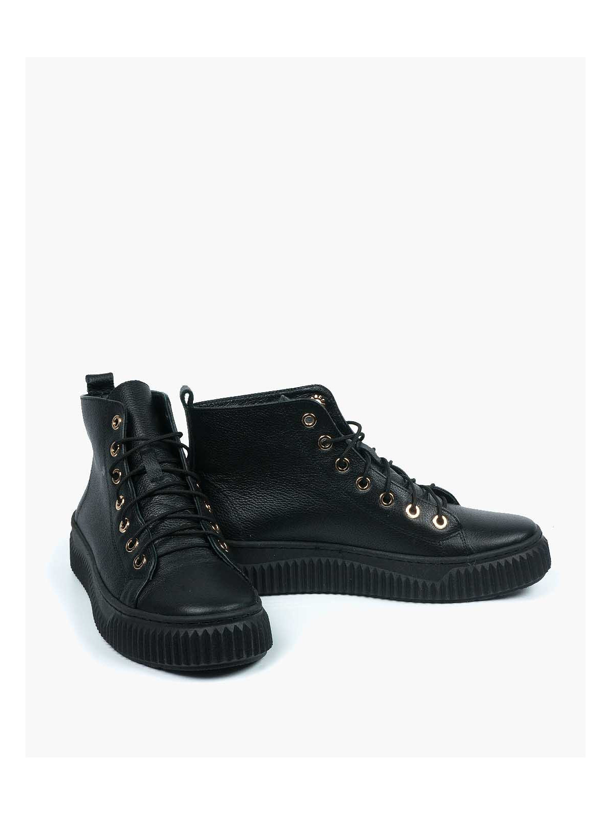 Czarne trampki damskie skórzane