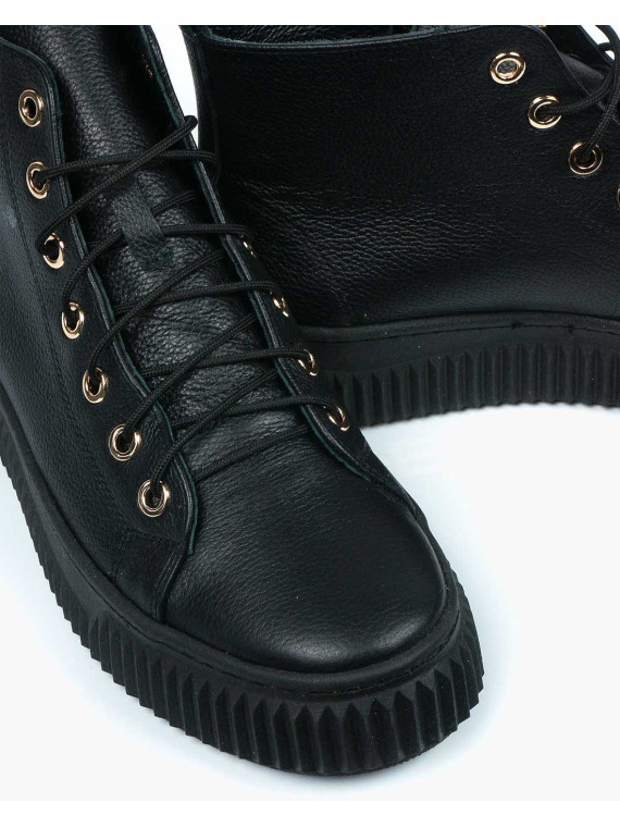 Czarne trampki damskie skórzane