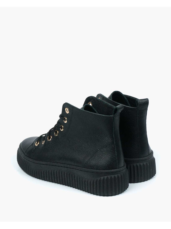Czarne trampki damskie skórzane
