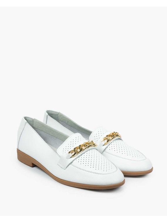Białe mokasyny damskie skórzane