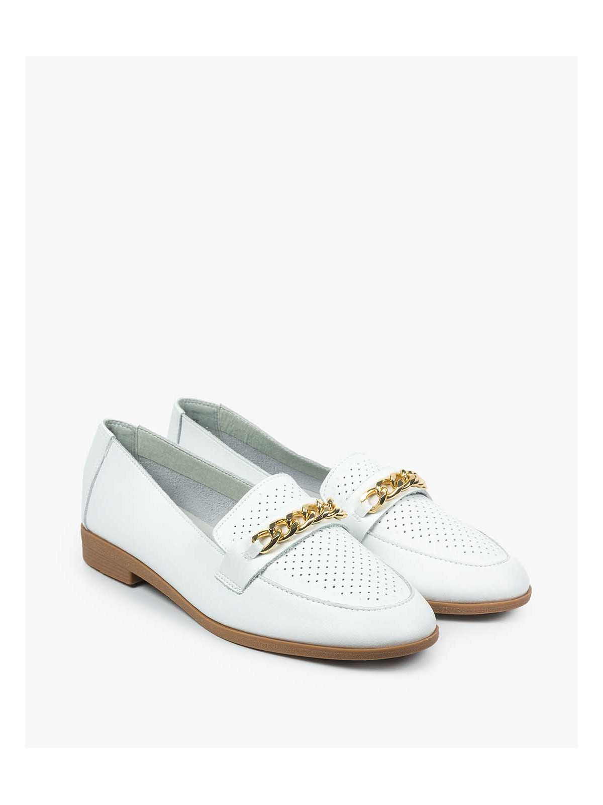 Białe mokasyny damskie skórzane
