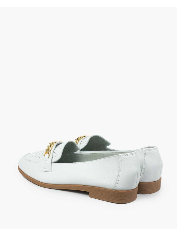Białe mokasyny damskie skórzane