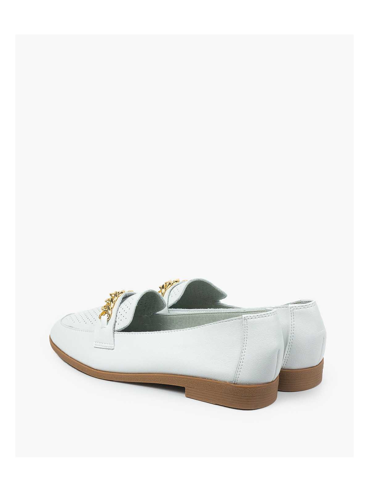 Białe mokasyny damskie skórzane