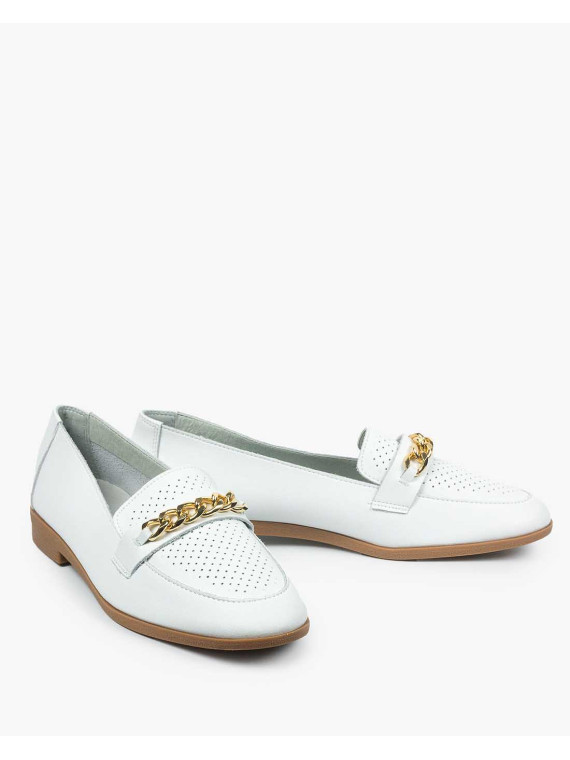 Białe mokasyny damskie skórzane