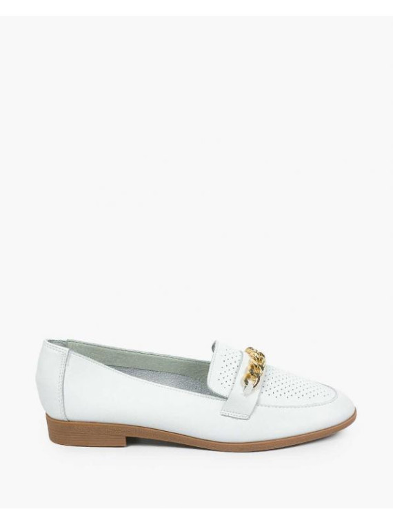 Białe mokasyny damskie skórzane