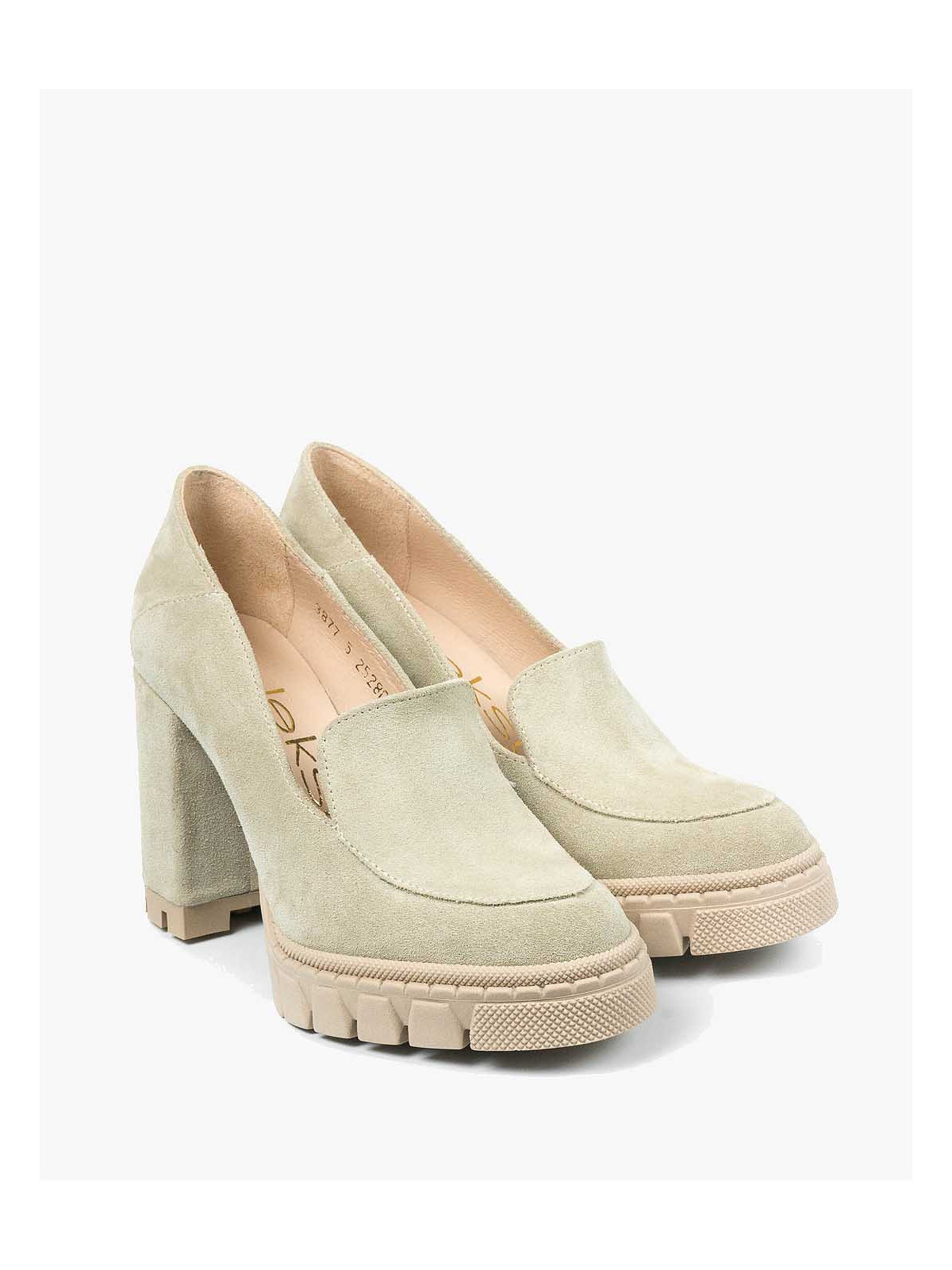 Beżowe półbuty damskie skórzane