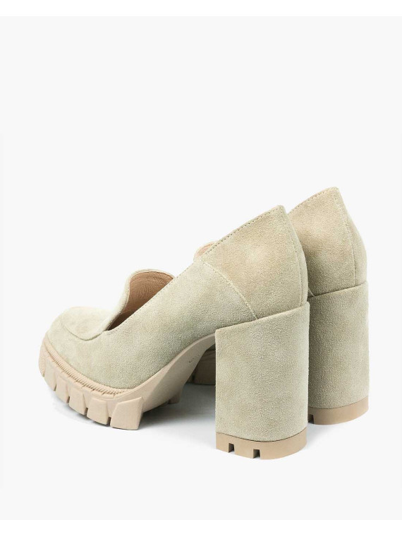 Beżowe półbuty damskie skórzane