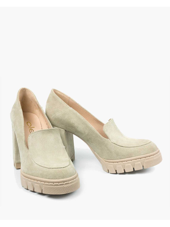 Beżowe półbuty damskie skórzane