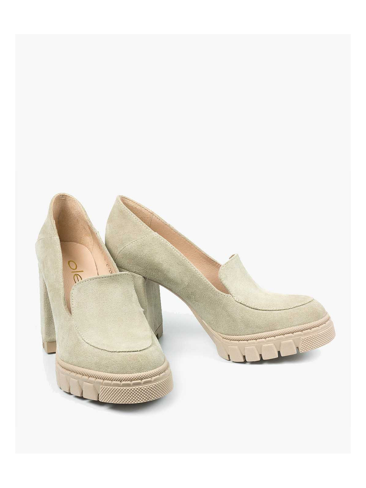 Beżowe półbuty damskie skórzane