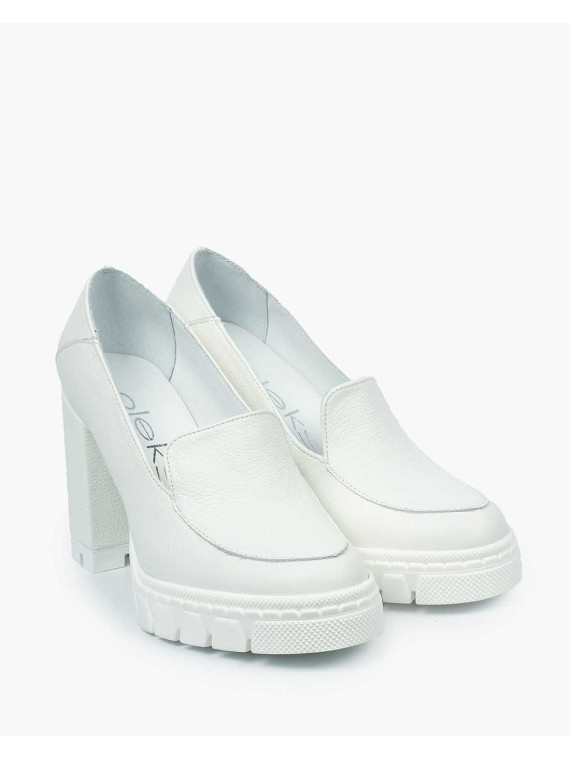 Białe półbuty damskie skórzane