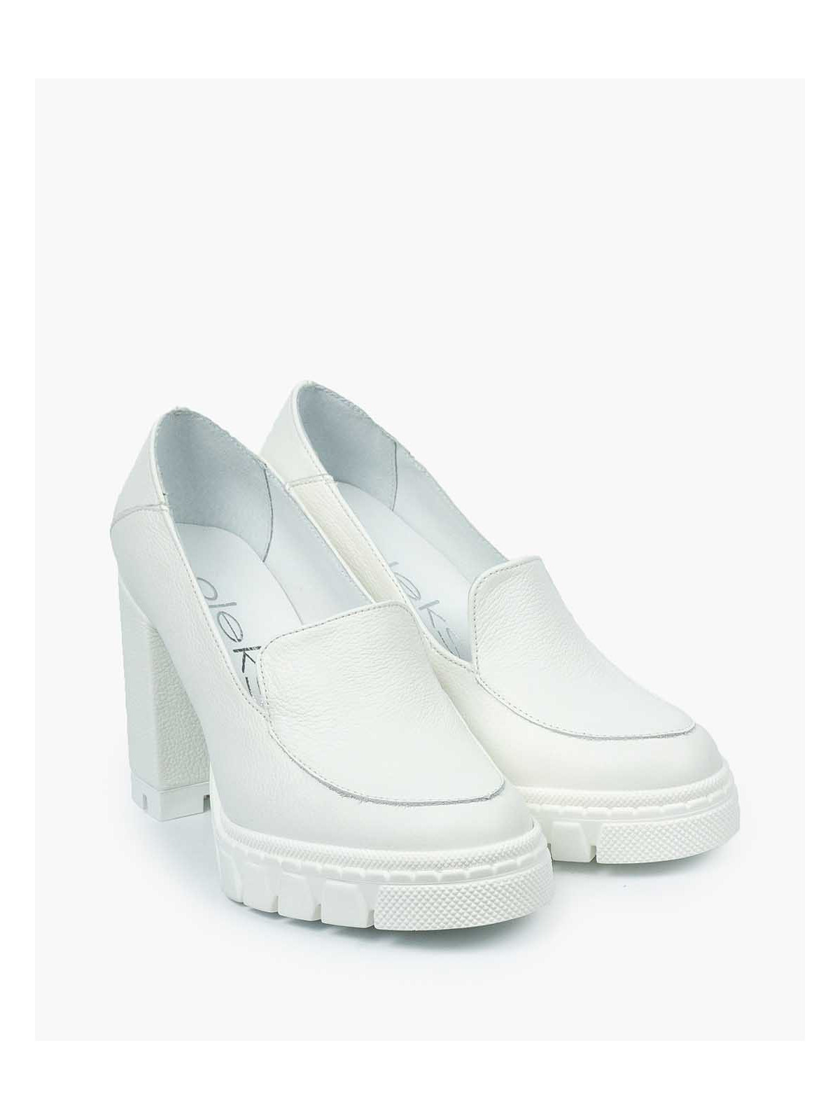 Białe półbuty damskie skórzane