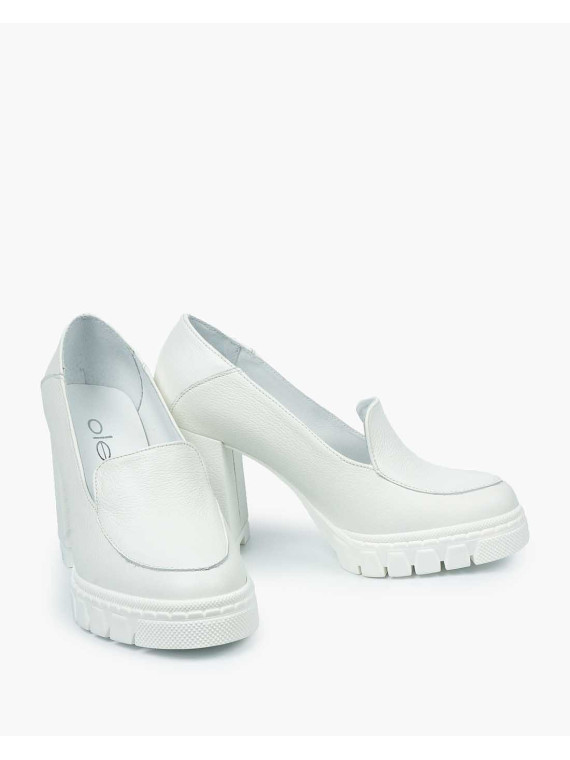 Białe półbuty damskie skórzane