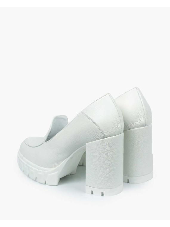 Białe półbuty damskie skórzane