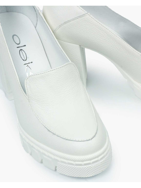 Białe półbuty damskie skórzane