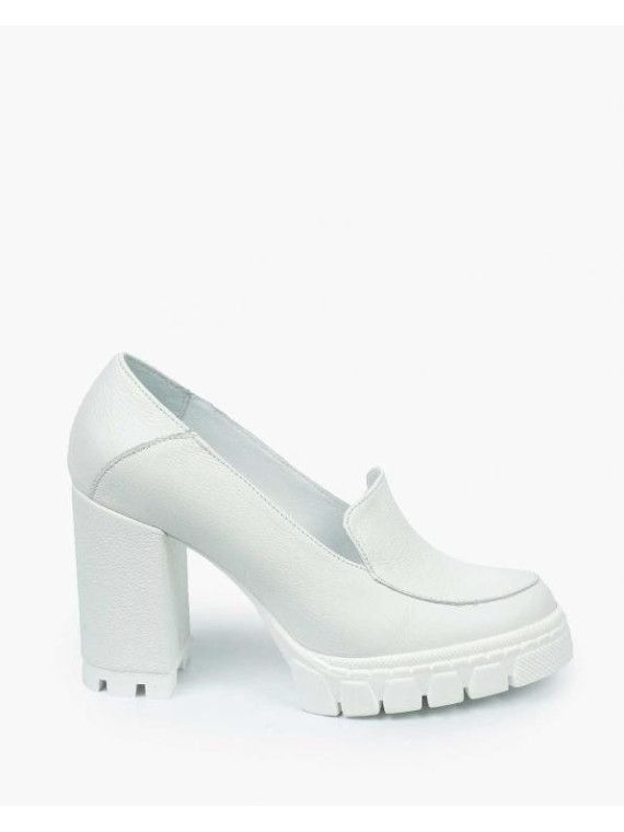 Białe półbuty damskie skórzane
