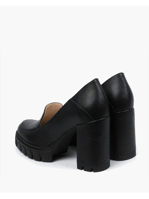 Czarne półbuty damskie skórzane