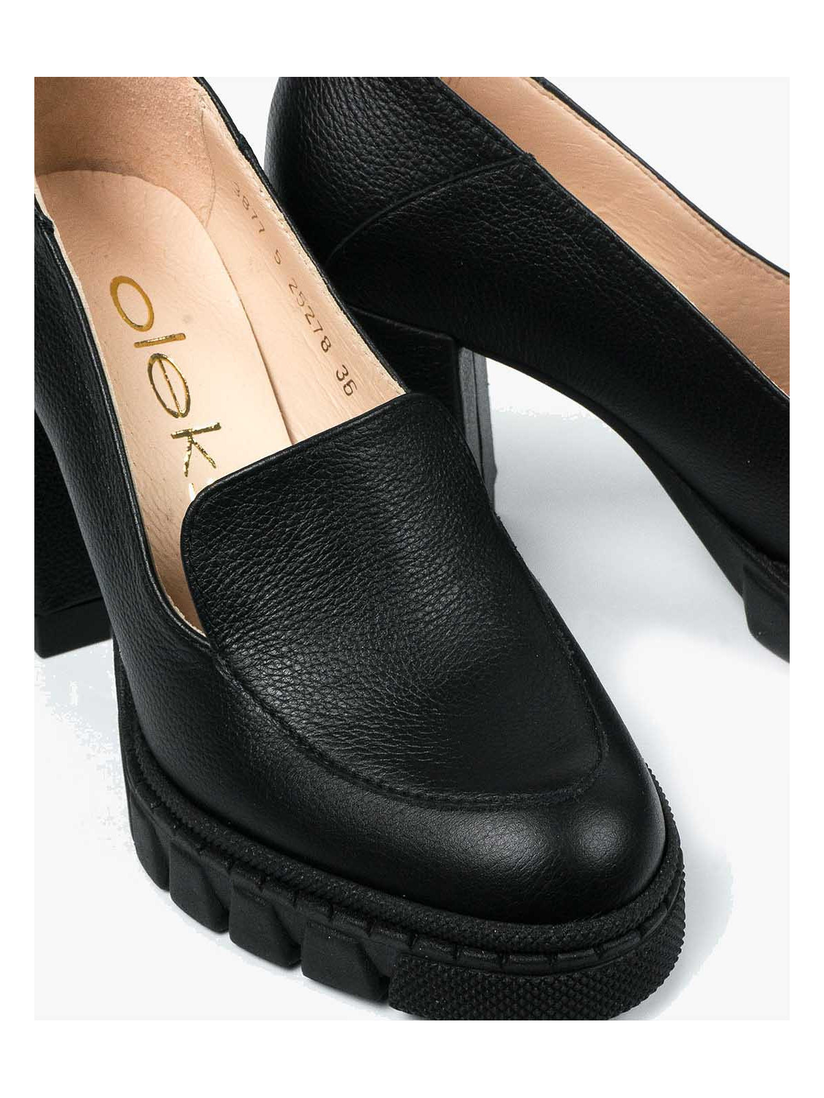 Czarne półbuty damskie skórzane