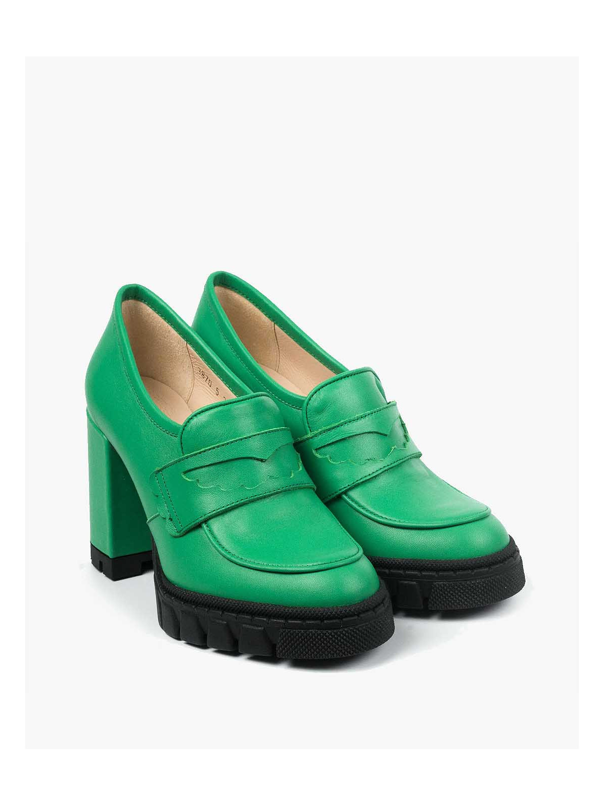 Zielone półbuty damskie skórzane