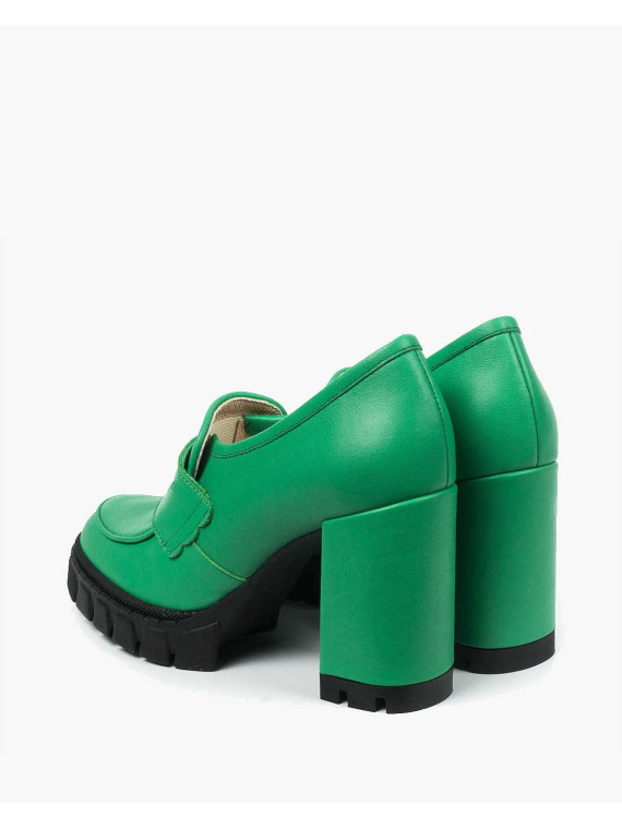Zielone półbuty damskie skórzane