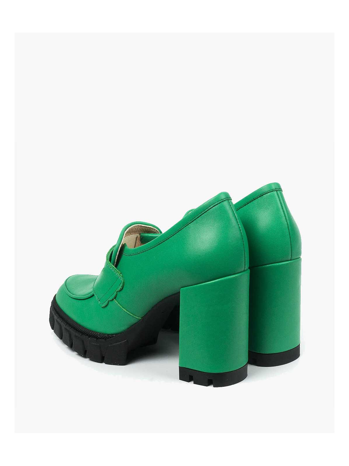 Zielone półbuty damskie skórzane
