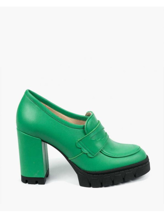 Zielone półbuty damskie skórzane