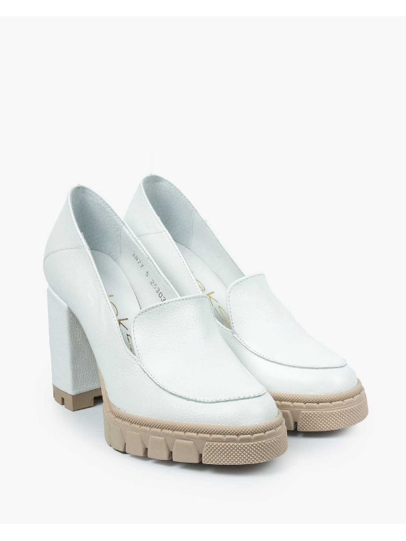 Białe półbuty damskie skórzane