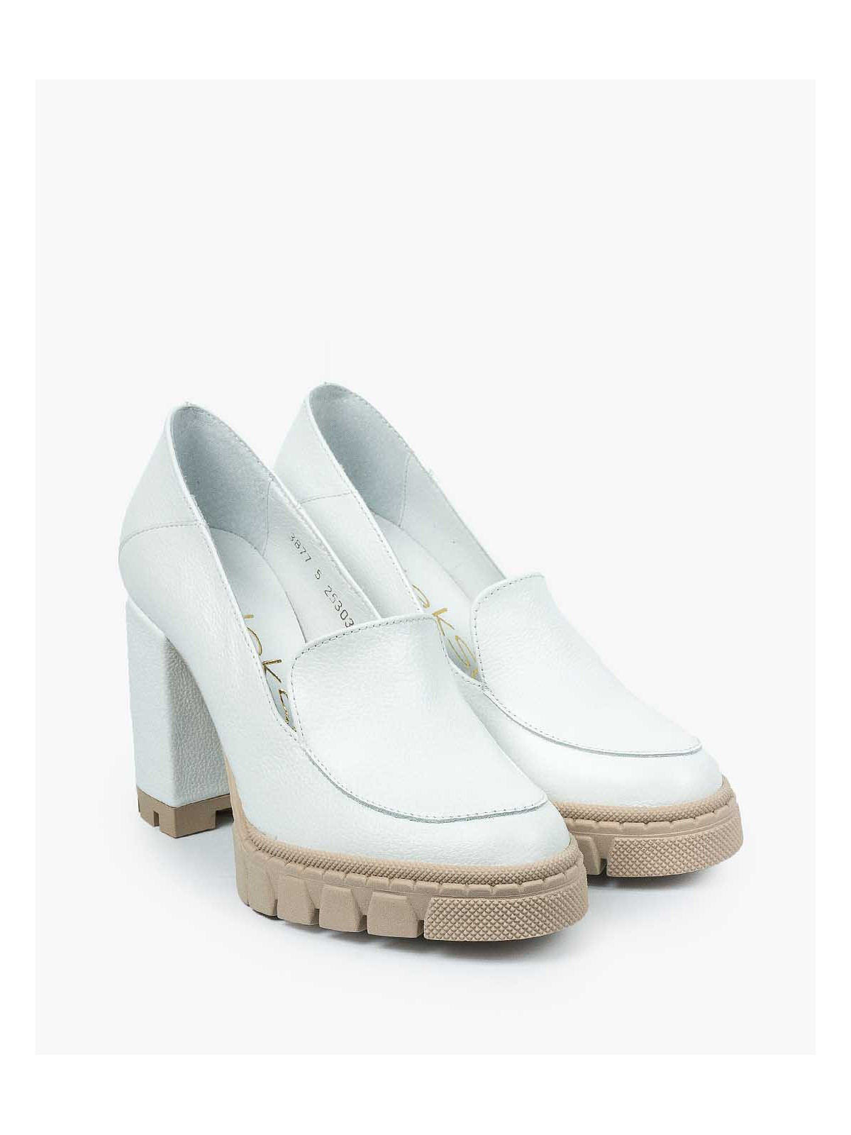 Białe półbuty damskie skórzane